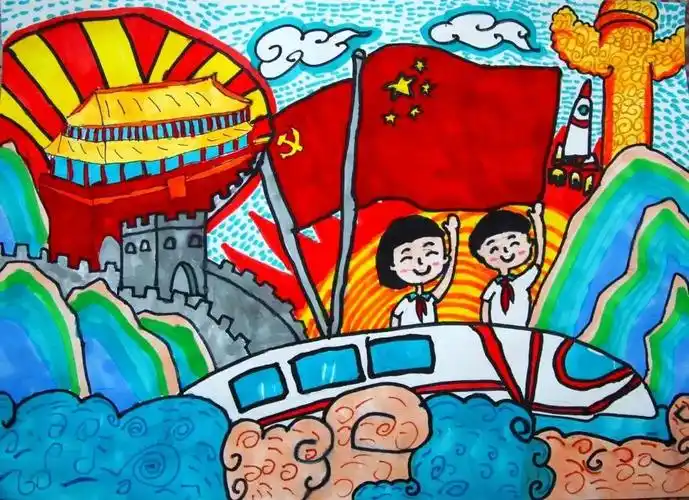 创意儿童画作品 献礼建党百年