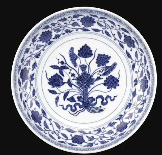 【清乾隆 青花「一把莲」纹盘】拍卖品_图片_价格_鉴赏_清代青花瓷器