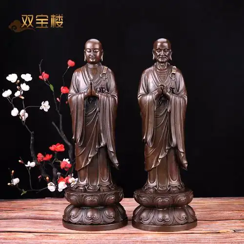 阿难迦叶尊者佛像纯铜摆件摩诃释迦弟子左右摆件