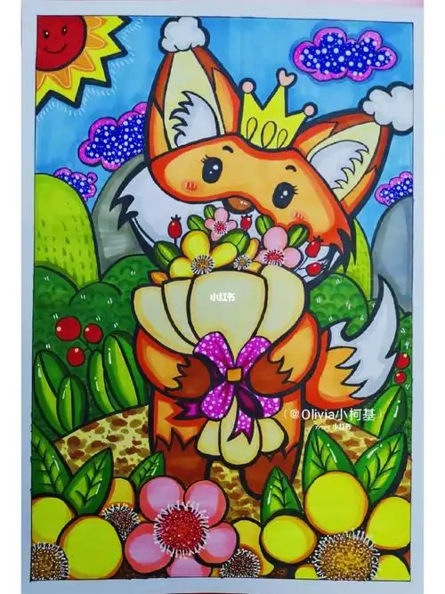 马克笔绘画小狐狸02