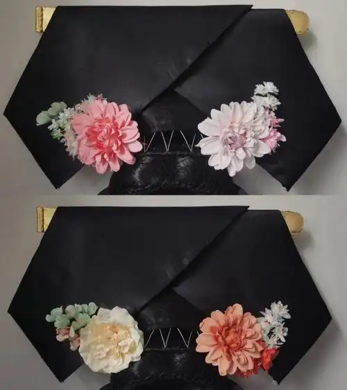 新做了两组仿清宫旗头花,一组橘色99系,一组粉色95系,谁要来感受