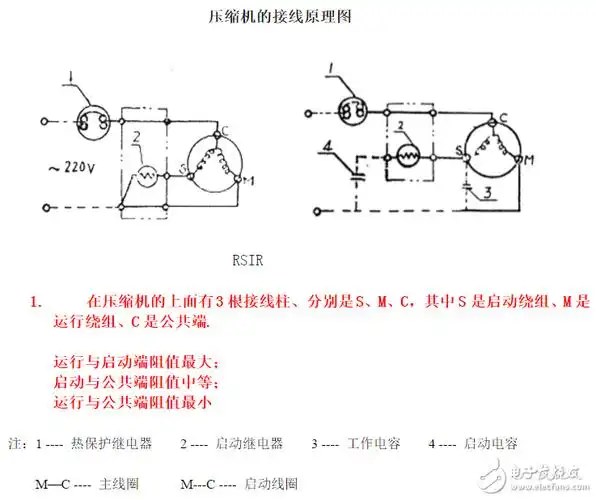 冰箱压缩机工作原理接线图结构