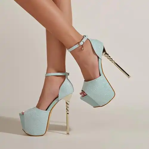 性感超高跟20厘米高跟鞋夏cm细跟22cm鱼嘴单鞋女鞋大码43恨天高16cm