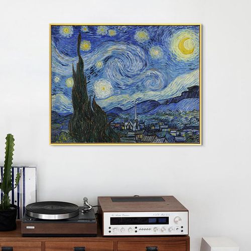 梵高星月夜星空下的罗纳河装饰画酒店宾馆客厅卧室挂画墙画