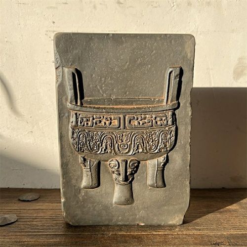 中式复古汉砖老青砖金砖雕刻青铜器款文房家居摆件研学传拓片五款