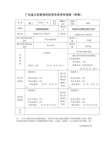 (精选文档)广东义务教育阶段学生转学申请表样表