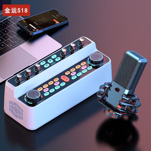 金运s18声卡音响一体机双麦直播唱歌便携式网红拉杆广场音箱