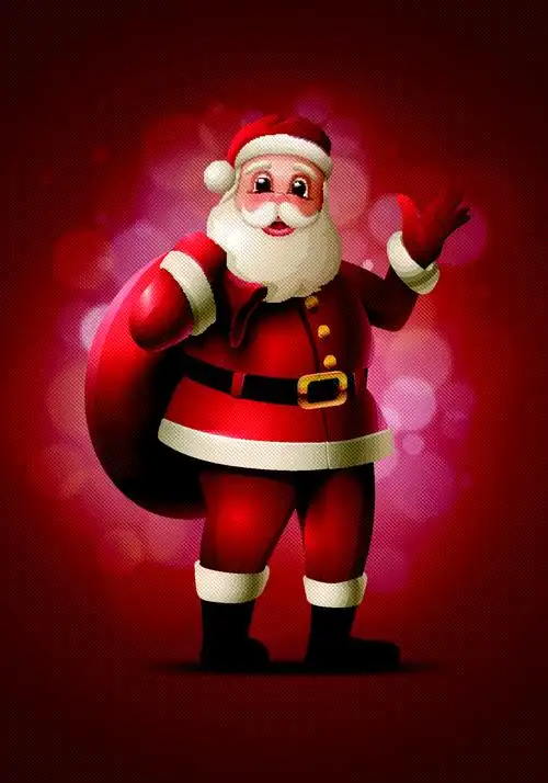 当前素材红色背景上扛着口袋的圣诞老人矢量素材