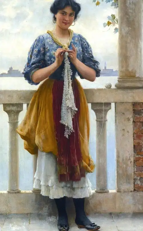 意大利著名画家尤金布拉斯19世纪末欧洲平民阶层人物油画欣赏