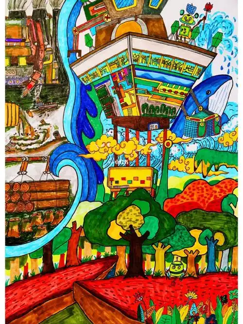 少儿创意美术  #参赛作品  #少儿美术  #低碳环保绘画  #昆明儿童