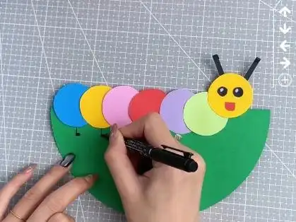 六一儿童节手工制作,摇摆的毛毛虫,祝六一儿童节快乐.