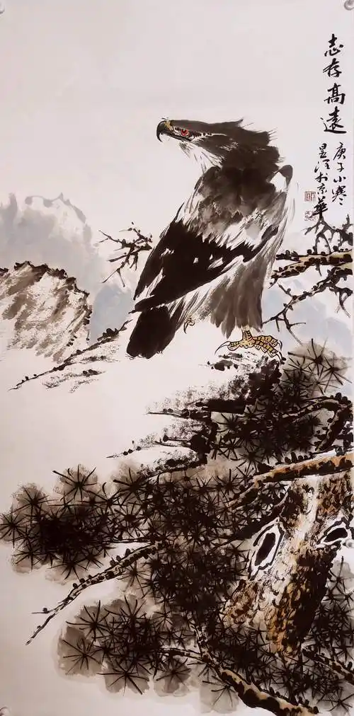 画家专栏丁昱润画鹰坚强刚毅雄姿英发