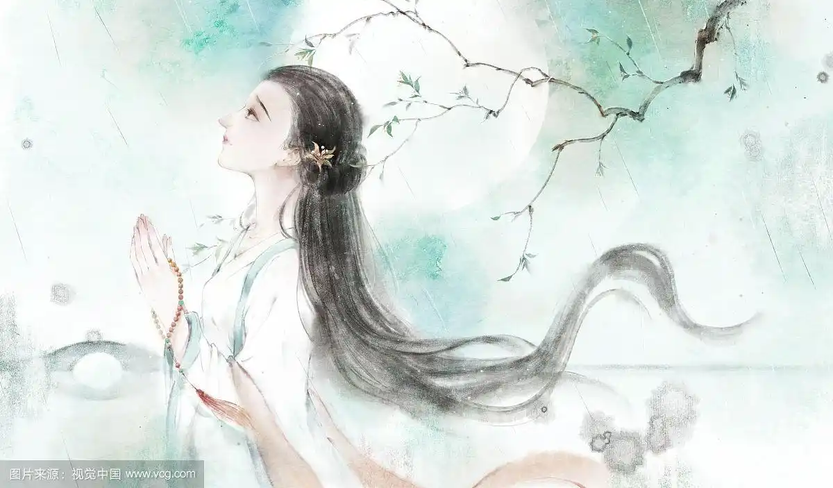 中国风古风水墨美人插画插图 小白