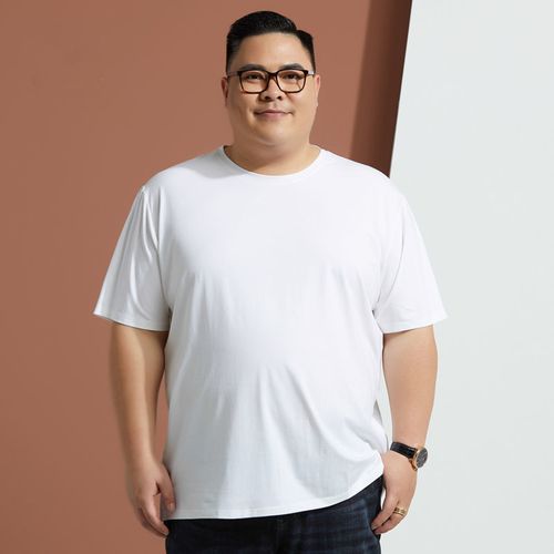 宽松肥佬纯棉男士t恤男加肥加大码休闲上衣胖子圆领半袖300斤短袖