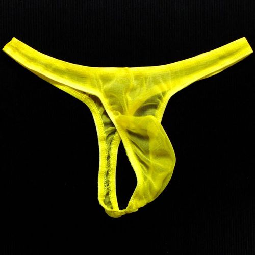 男士丁字裤t裤性感男低腰超薄全透明网纱u凸囊袋舒适骚内裤t-153