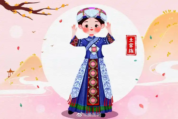 手绘插画|56民族传统服饰手绘人物图……__财经头条