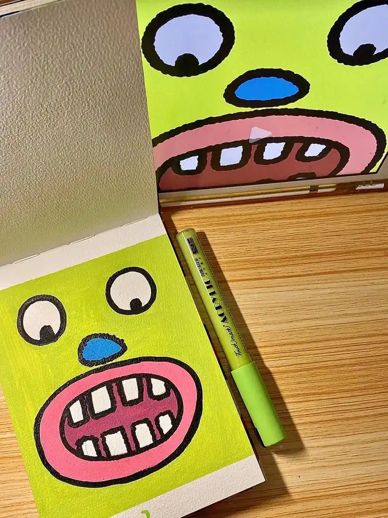 丙烯马克笔|大嘴巴.临摹:94pototo #丙烯马克笔 # - 抖音