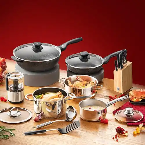 德国wmf厨具锅具套装全套家用不粘锅麦饭石炒锅组合电磁炉炊具刀