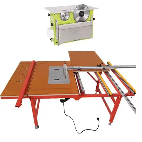 无尘精密子母推台锯升降45度斜切双裁板倒装折叠木工切割机一体式