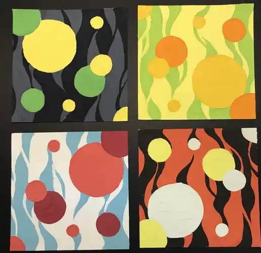 春夏秋冬色彩四格画儿童春夏秋冬水粉画欣赏学习具体着色方法和步骤一