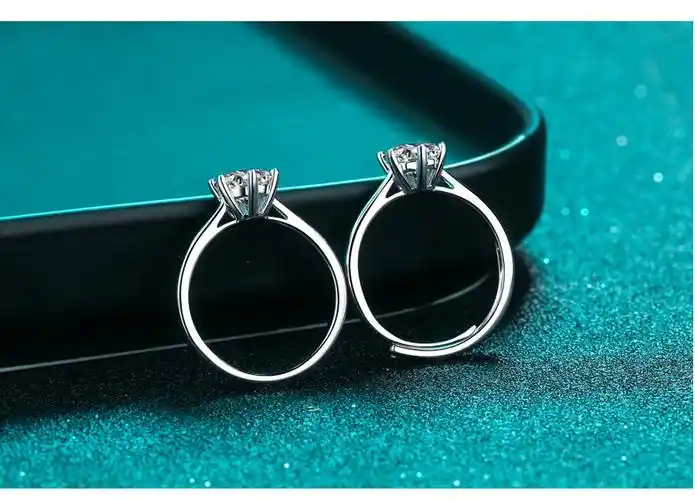 周家经典六爪莫桑石戒指女pt950银镀铂金结婚钻戒3克拉情人节礼物