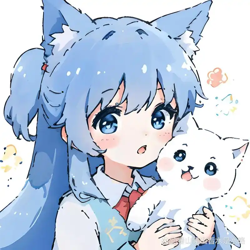 萌萌猫耳小可爱丨蓝白色系女生可爱头像
