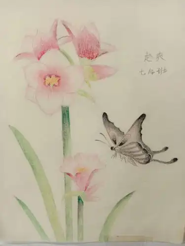 高碑店二中七年级美术课堂——花卉装饰画