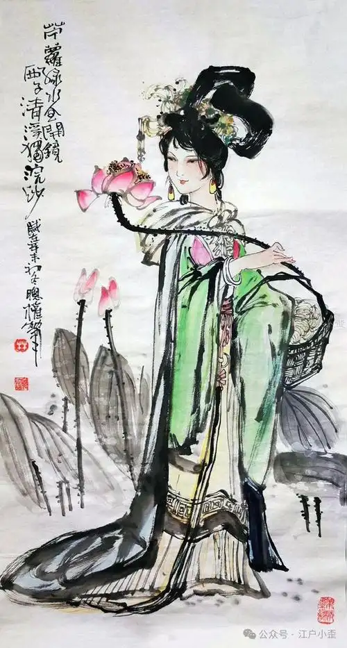 林聪权彩墨仕女图欣赏