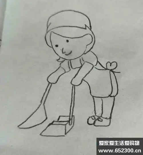 妈妈扫地简笔画步骤