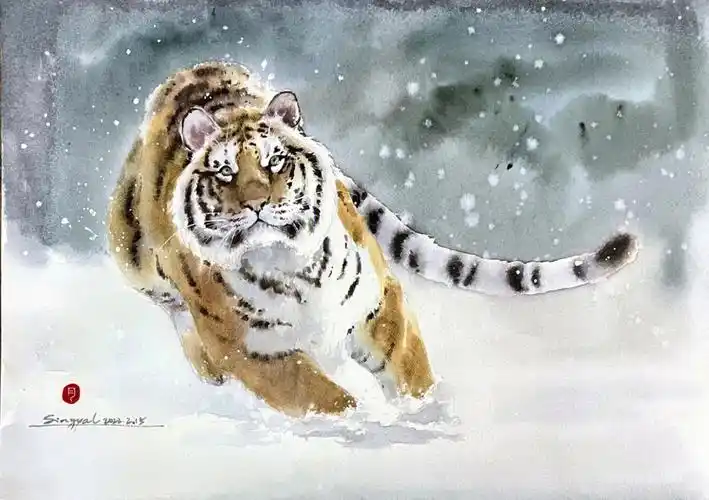 萌虎下山啦一起用水彩画老虎吧