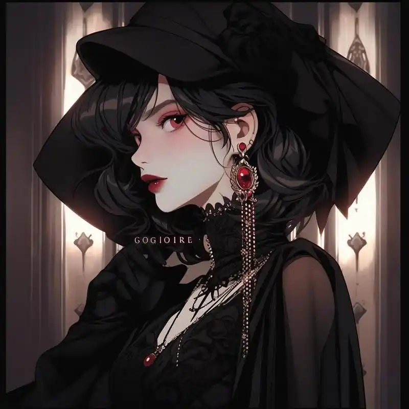 ai头像|暗黑系哥特女孩漫画头像