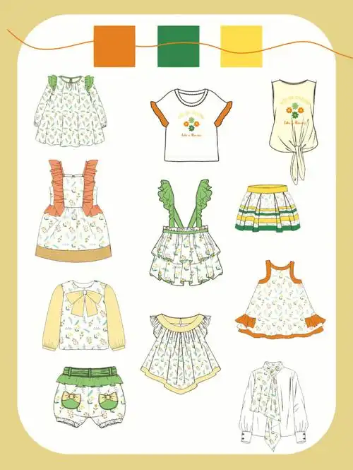 服装设计童装款式图系列款式衬衫连衣