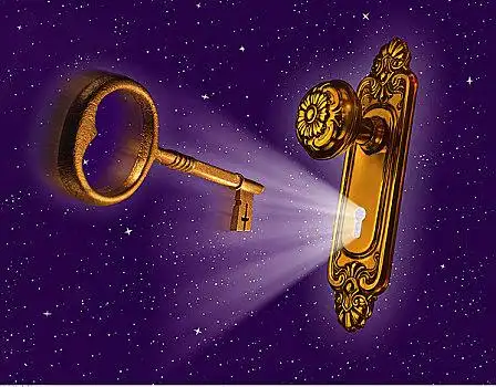 万能钥匙,接近,锁眼,星空