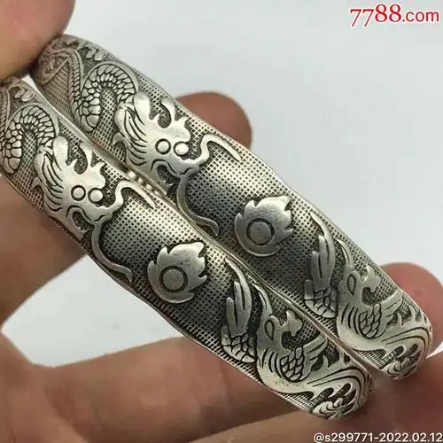 早期旧收藏清代银手镯老物件