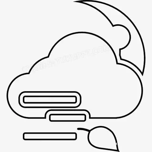 多云多雾的夜晚薄轮廓图标