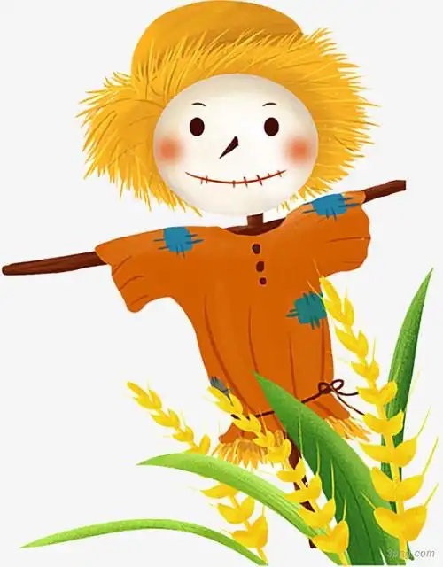 卡通稻草人麦穗png素材透明免抠图片-卡通手绘-三元素3png.com