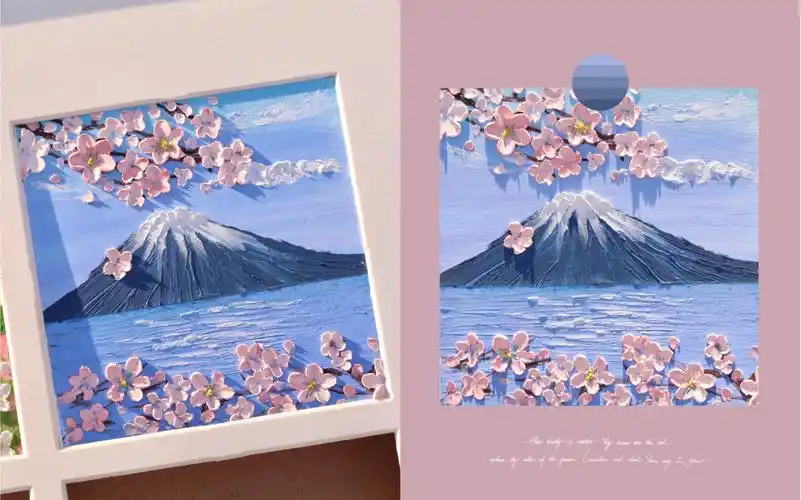 【油画棒教程】富士山下樱花开
