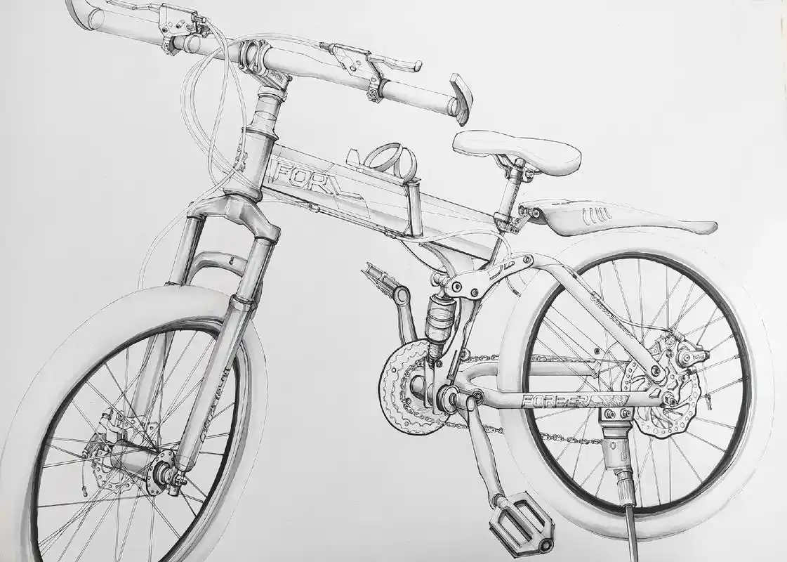 自行车🚲结构写生.2开整体➕4开局部,费眼睛.#美术生 # - 抖音