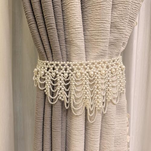 仙气新款手工窗帘花边辅料珍珠diy装饰珠子吊坠流苏花边绑带公主