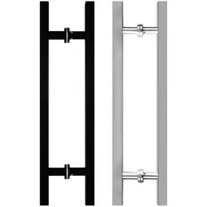 kob黑色不锈钢方管玻璃门大拉手