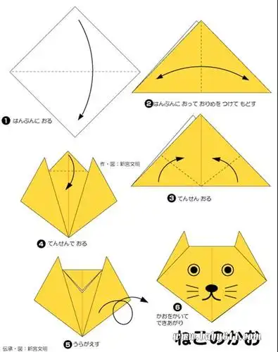 儿童手工折纸小猫教学设计儿童手工折纸
