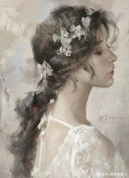 人面桃花相映红:水粉画笔下的年轻女性肖像作品