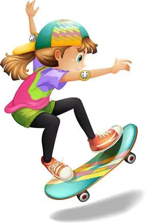 卡通风玩滑板的少年