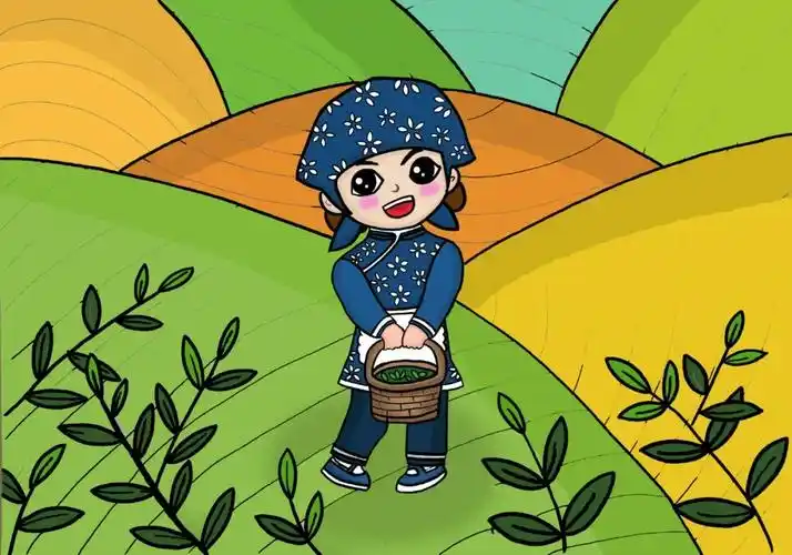 采茶的小姑娘儿童画