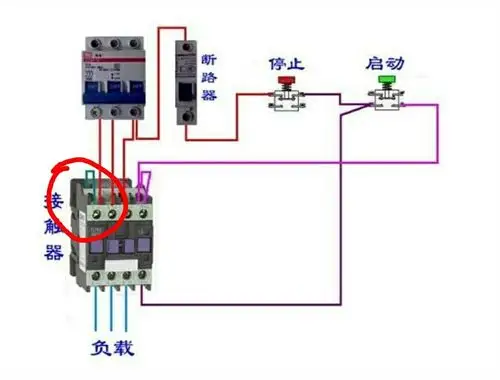 自锁电路中,就接触器a1(图圈起来部分)那根线接的是什么,求大神告知