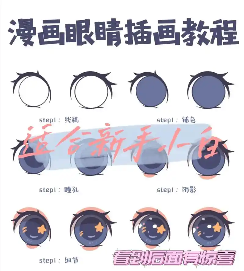 今天给宝子们画一个炒鸡可爱 炒鸡简单的:「q版漫画人物眼睛」"图五"