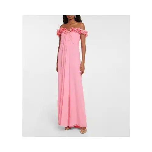 香港直邮潮奢giambattistavalli女士to露肩真丝乔其纱连衣裙