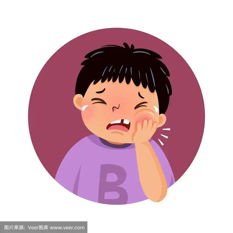 卡通胖男孩牙痛