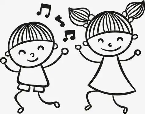 一群小孩围着跳舞的简笔画