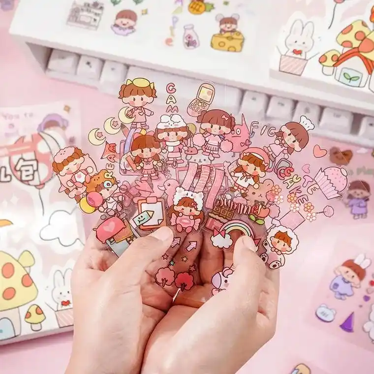 嘟嘟麦100张卡通手账贴纸手帐可爱少女心人物素材贴diy装饰 - 抖音
